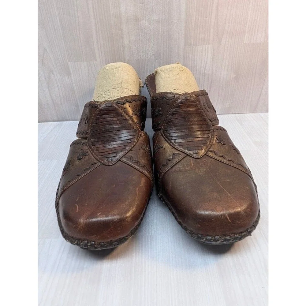 Clarks Artisan Clogs Mules Wedge Heel Womens Sz 10M 74530 Dark Brown Leather